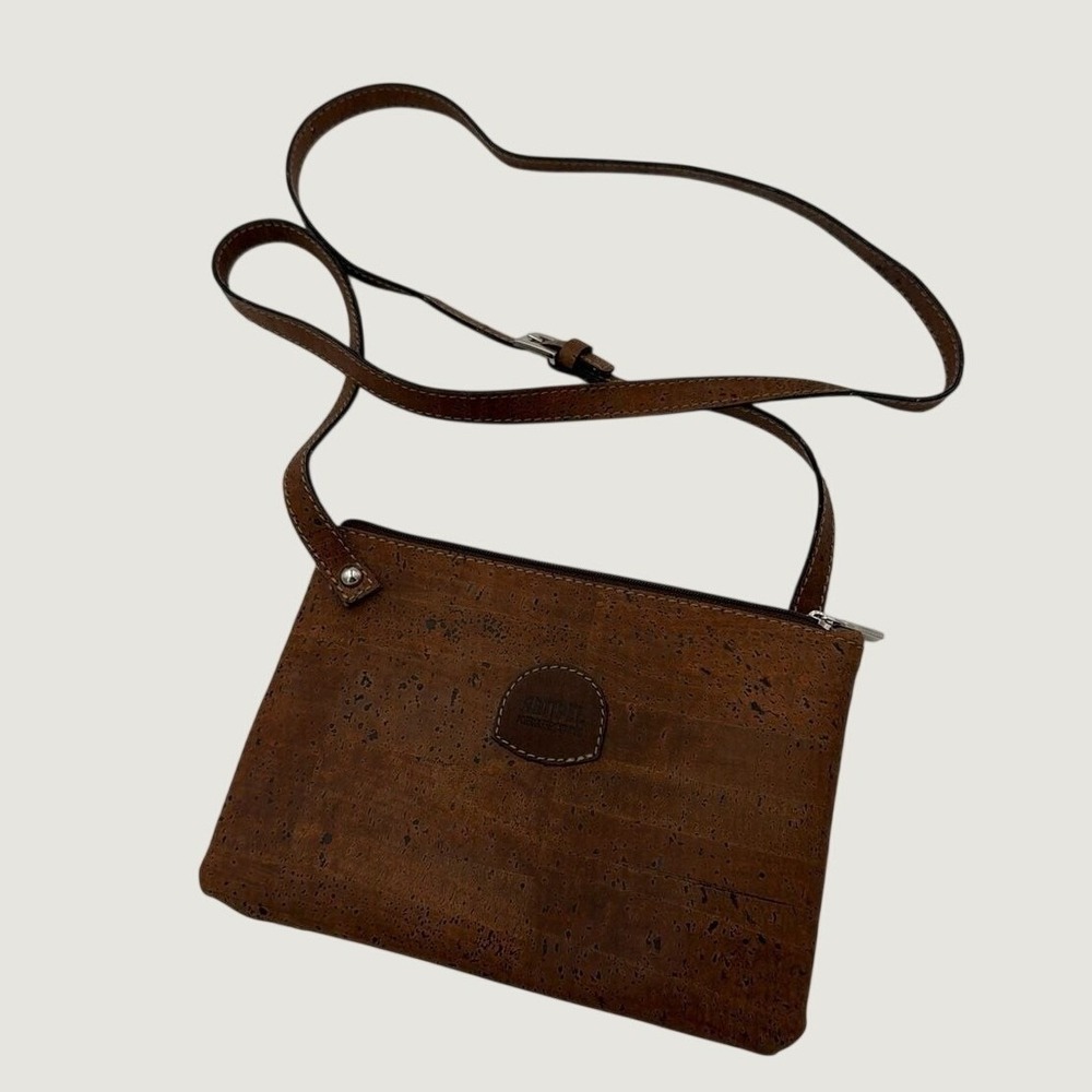 Artipel Crossbody Bag Small Portuguese Cork Adjustable Strap Brown Flat Pouch